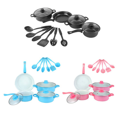 Conjunto de Panelas Antiaderente 12 Peças Panela de Cozinha com Tampa Frigideira Wok Leiteira Frigideira de Pedra Maifan para Todos os Tipos de Fogão