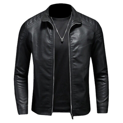 Motorcycle PU Leather Jacket Men Winter Leahter Jacket Male Stand Collar Casual Windbreaker trendy mens clothing black blue coat