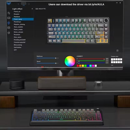 Teclado Mecânico Gamer AULA F75 RGB Layout 75% Gravação Lateral Gasket Mounted Personalizado 80 Teclas Keycaps PBT Teclado Sem Fio