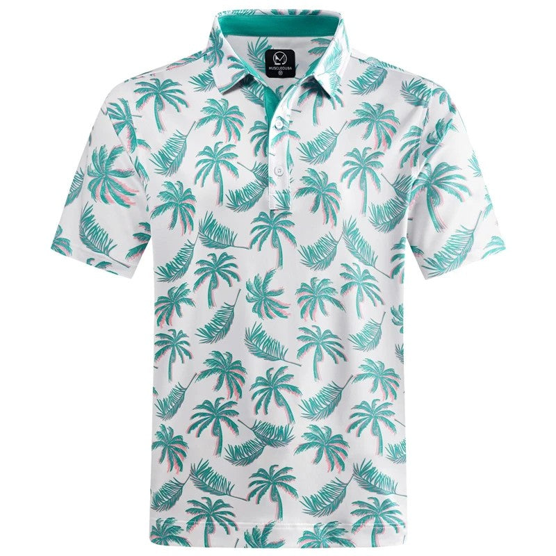 Hawaiian Plants Polo Shirt Man Summer 3D Print Leaves Flower Short Sleeve Golf Polo Shirts Oversized Street Tops Shirt Clothes