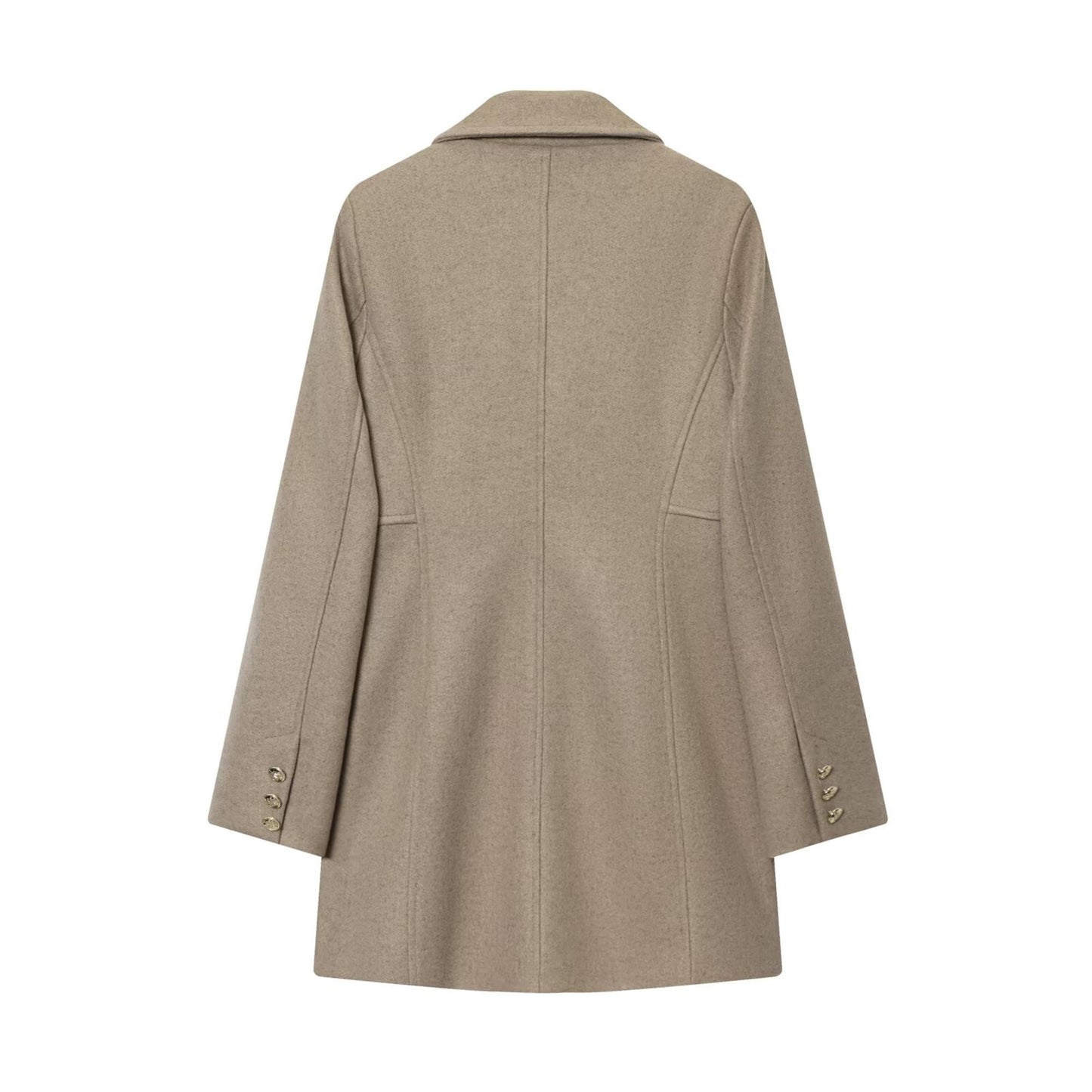 TFMLN 2025 Autumn Winter Women New Lapel Woolen Jacket Fashion Slim Fit Long Sleeved Double Breasted Ladies Casual Overcoat