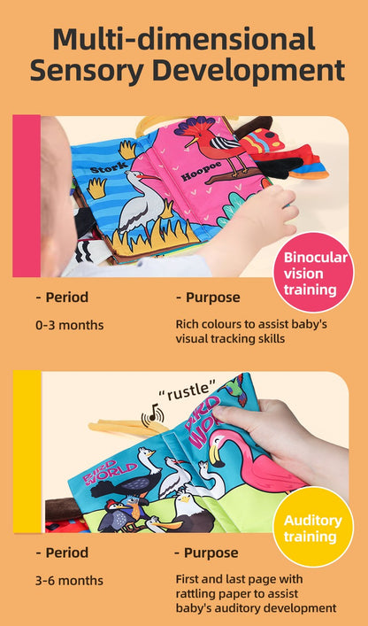 Baby Cloth Book Baby Toys 0-3 Year Old Infant Early Education Toys 6 Pages Cloth Book