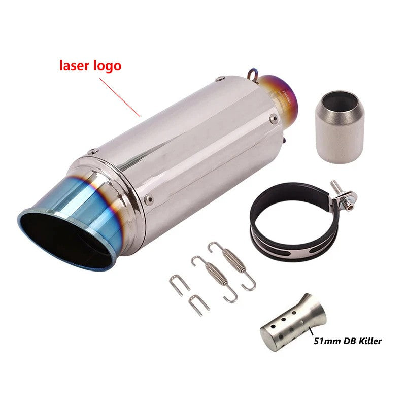 motorcycle exhaust inox muffler carbon fiber exhaust Universal 51/60mm with DB Killer for z900 R3 R25 MT07 MT09 R1 Z400 Z650