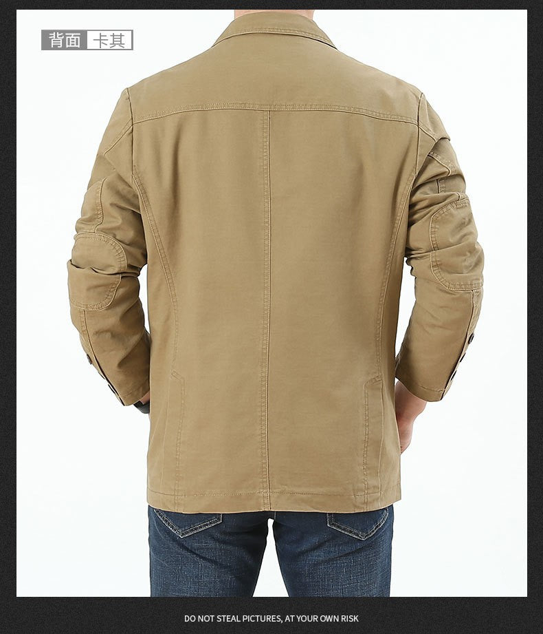 Men Blazer Middle-aged Loose Men Fashion Business British Style Casual Suit Three Button Cotton Casual Clothes Single West Coat