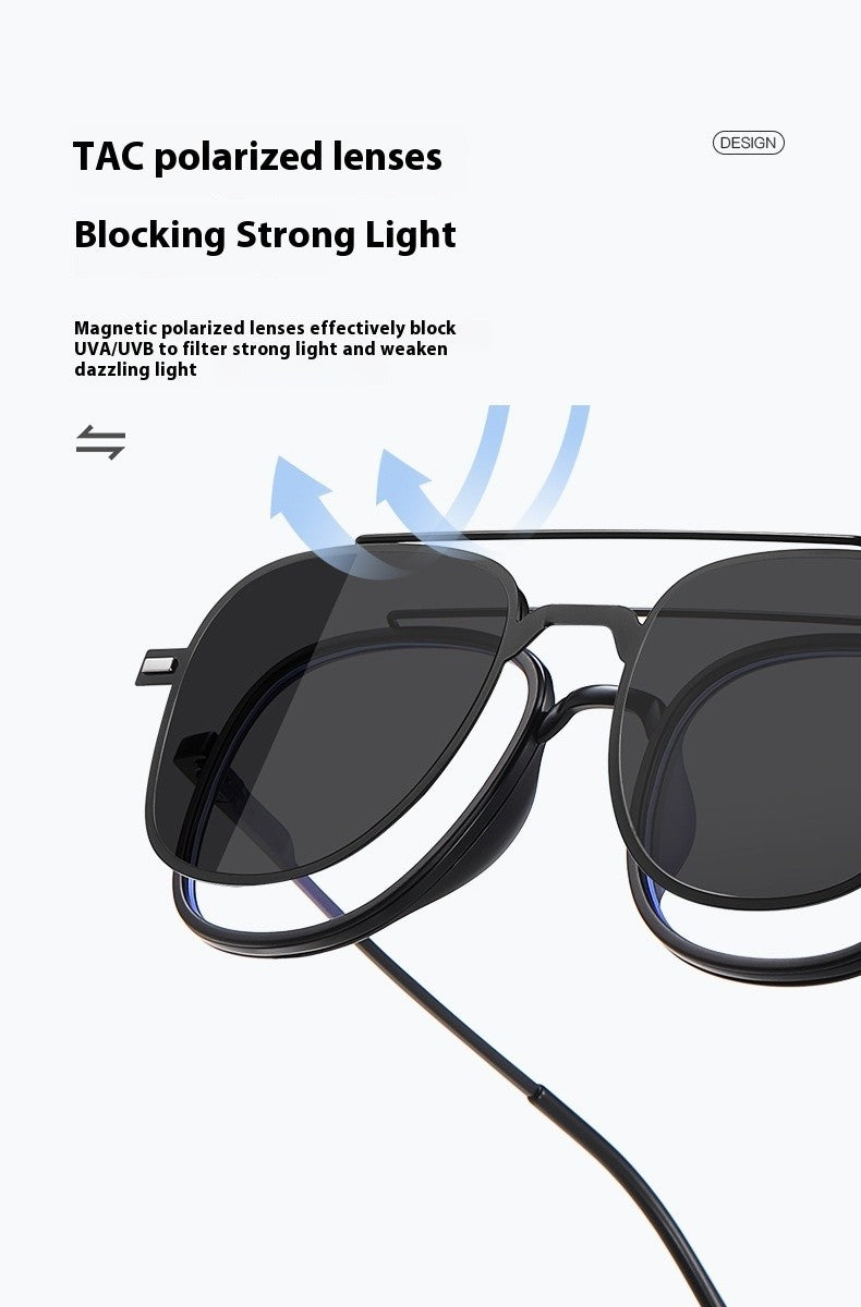 COHK Metal 3 In 1 New Style Folding Magnet Clip On Glasses Frame Trend Polarized Sunglasses Men Optical Computer Eyewear UV400