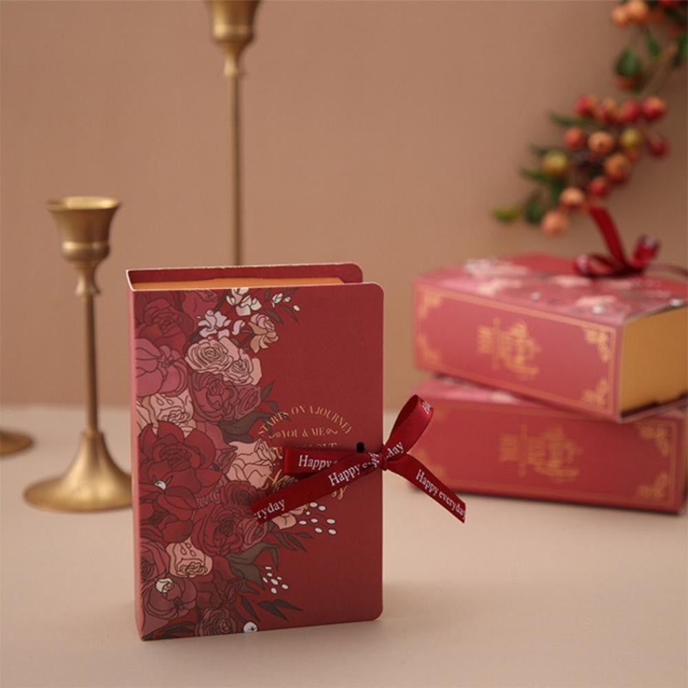 Round Paper Gift Box Leather Carry Hands Portable Wedding Candy Cake Chocolate Favors Bag Birthday Party New Year Decor Supplies