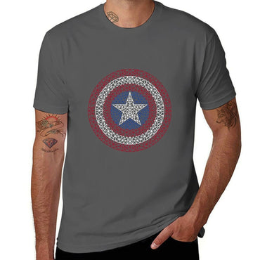 American Shield T-Shirt cotton tshirt 100% t shirt man plain T-Shirt