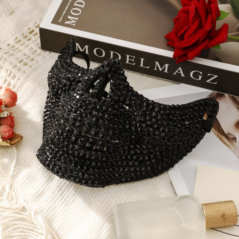 Rhinestone Cat Masquerade Mask, Full Crystal Cat Face Half Mask for ManWomen, Halloween Costume, Prom, Wedding, and Themed Party