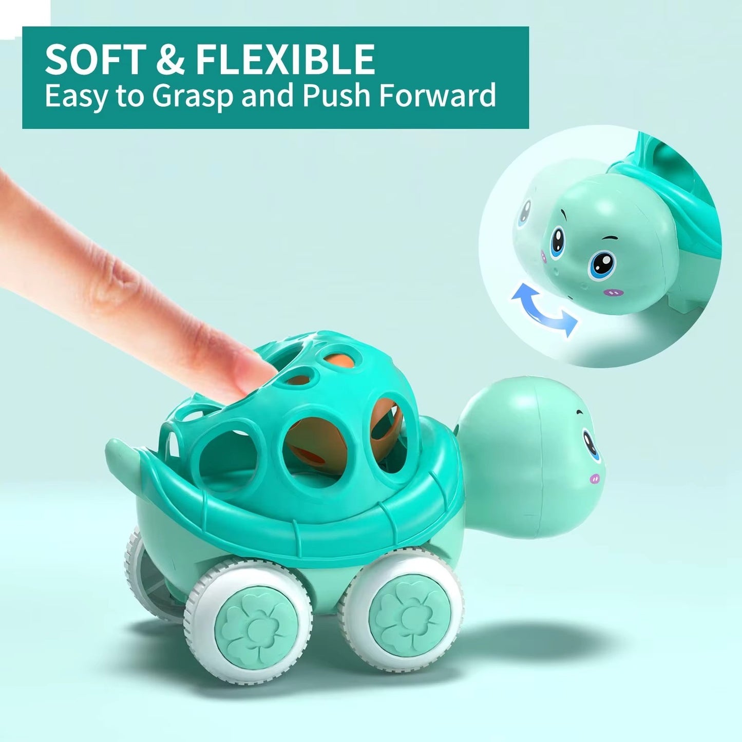 Baby Toy Car Rattle - Press & Go Friction Powered Truck, Soft Rolling Cars for Toddlers 1-3 Perfect Birthday Gift for Girls Boys