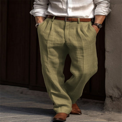 2025 Calça Masculina Casual de Linho Lisa Branca Cinza Plus Size 3xl Masculina Elegante Calça de Moletom Masculina Streetwear