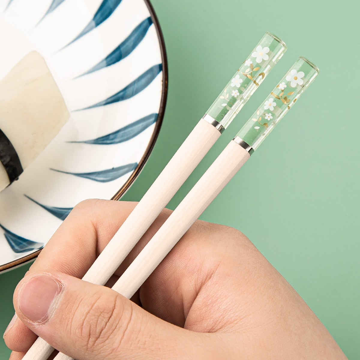 5 Pares de Hashis Sakura Âmbar Pétalas de Flor de Cerejeira Novo Padrão Antiderrapante Pauzinho de Sushi Hashis Ecológicos para Alimentos