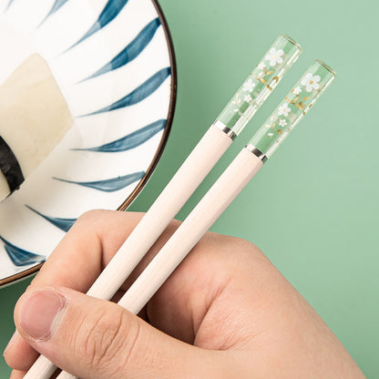 5 Pares de Hashis Sakura Âmbar Pétalas de Flor de Cerejeira Novo Padrão Antiderrapante Pauzinho de Sushi Hashis Ecológicos para Alimentos