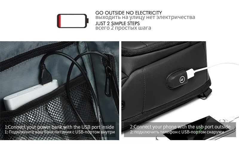 Men's Chest Bag Sling Bags for Men Waterproof Messenger Handbags Crossbody Shoulder Bag with USB Charging Husband Gift Bolsas