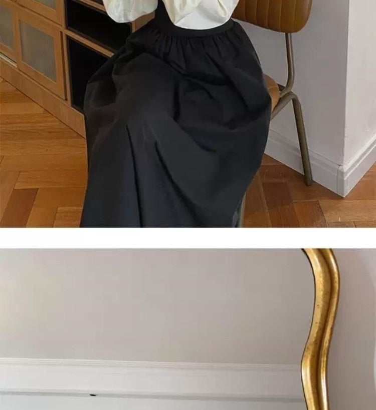 Autumn Outfit Set Women's 2023 New Court Sle Retro irt Versatile Mid-Length A-Line  Skirt for Pear aped Body