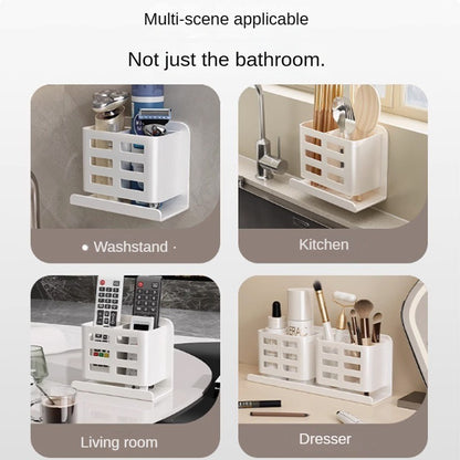 Bathroom Shelves Multifunctional Washbasin Storage Tube Toothbrush Razor Storage Rack Wall-mounted Bathroom Supplies