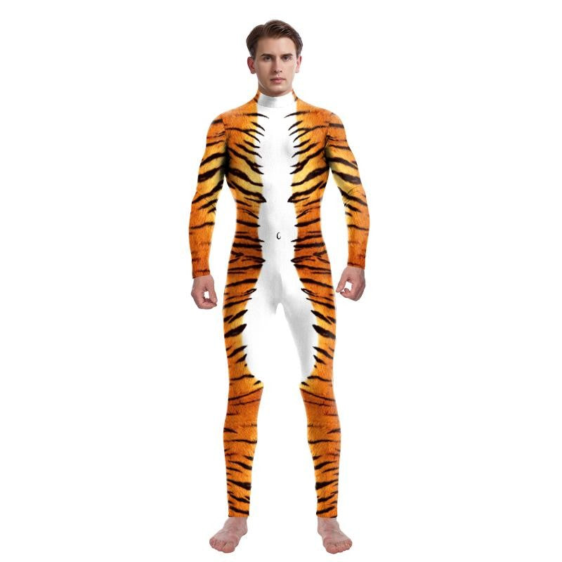 Halloween Animal Jumpsuit Snake Cosplay Costume Tiger Bodysuit Spandex Jumpsuit Party Carnival Stage Performance Dress Up