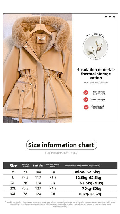 Fleece Lined Hood Down Jacket Winter Coat for Women Warm Drawstring Padded Parkas Korean Casual Streetwear Female Puffer Outwear