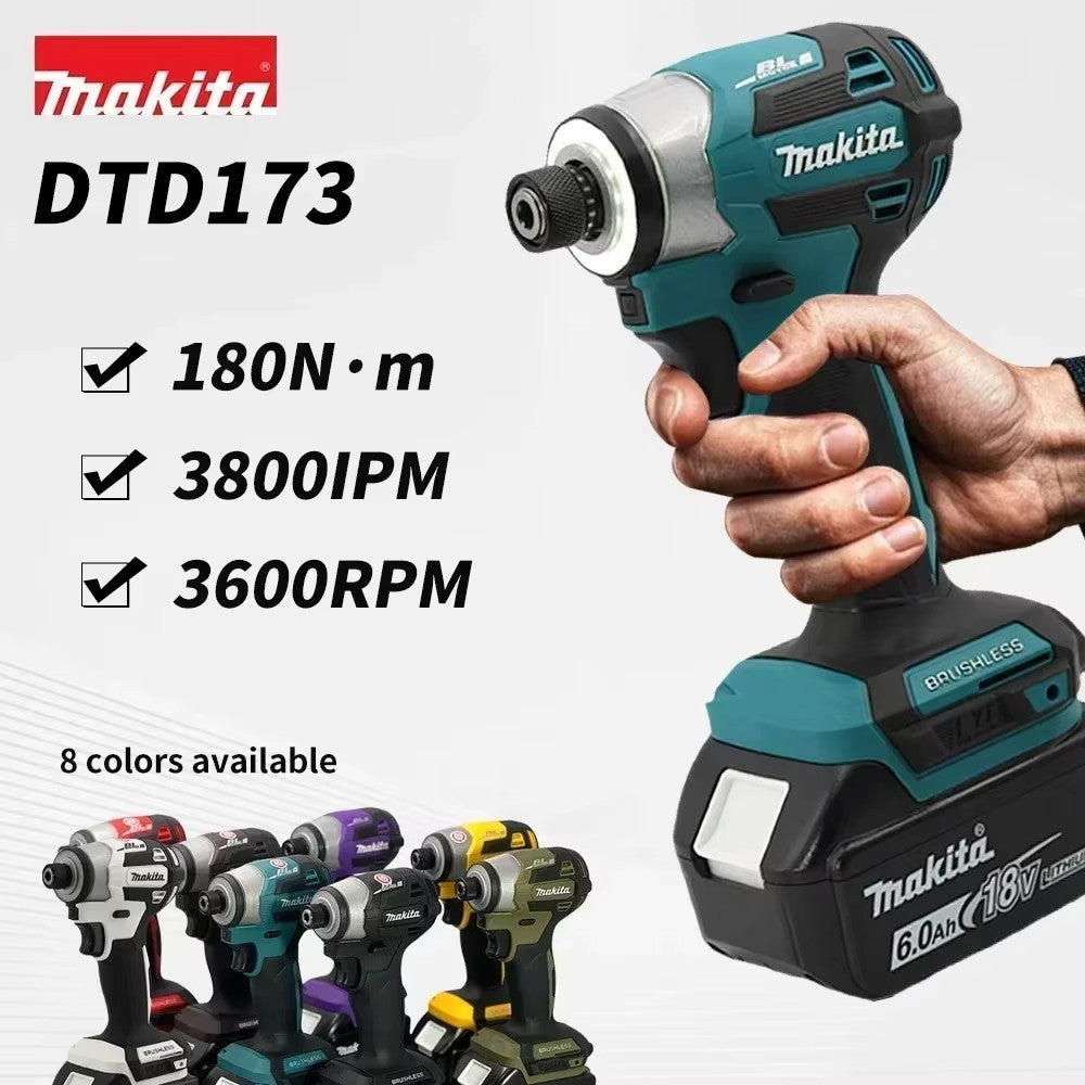 Parafusadeira elétrica sem fio Makita DTD173 1800rpm, chave de impacto 180Nm, furadeira elétrica para madeira/parafusos/modo T, para bateria Makita 18V