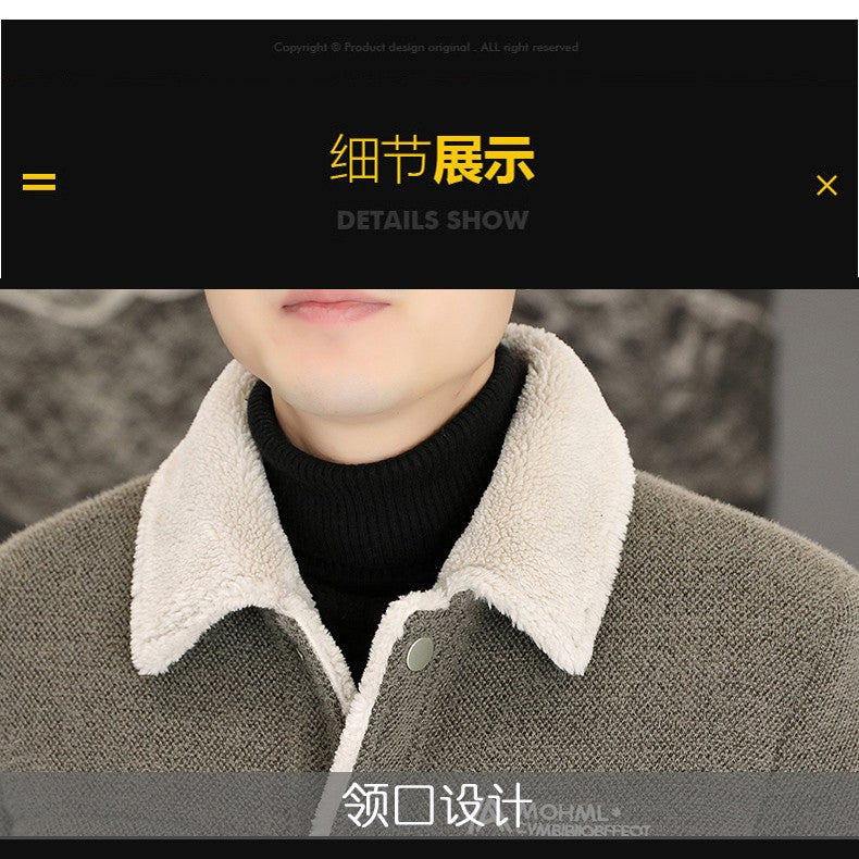 2023 Winter Men's Woolen Jacket Plus Velvet Padded Warm Trench Coat Fashion Casual Business Streetwear Overcoat Men Clothing