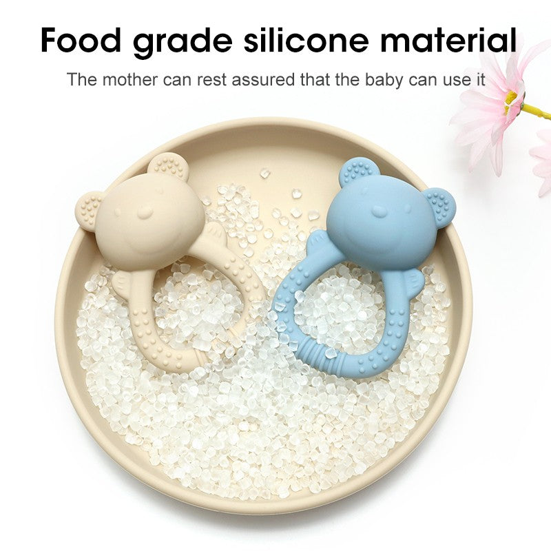 Hot sale cute bear baby rattle  silicone teether 0-1 year toy