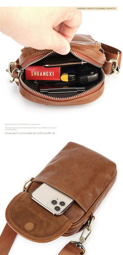 New Men's Cow Leather Crossbody Bag Man Shoulder Bag Casual Male Small Simple Bag For Men