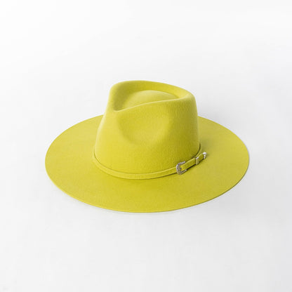 Chapéu Fedora de Feltro 100% Lã Australiana com cinto de feltro e aba larga de design moderno