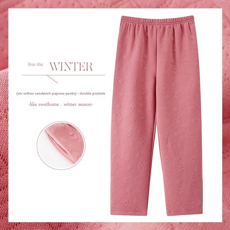 Thickened Air Cotton Sleep Pants Women's Autumn Winter Home Clothes Mid-aged Mom Warm Outerwear Large Size Home Pants