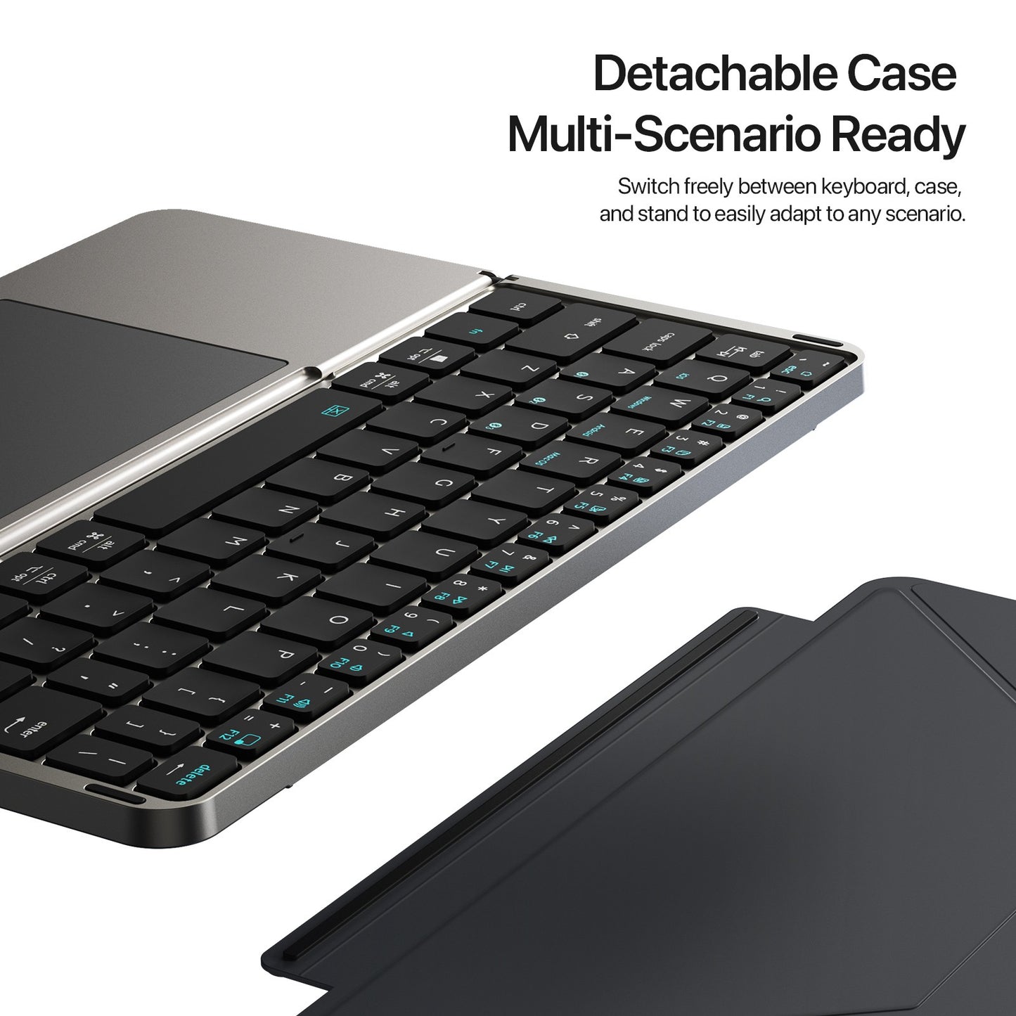 Teclado dobrável Bluetooth 5.0 DUX DUCIS com Touchpad e suporte de telefone para celulares, tablets e PCs com iOS, Android, Windows e Mac