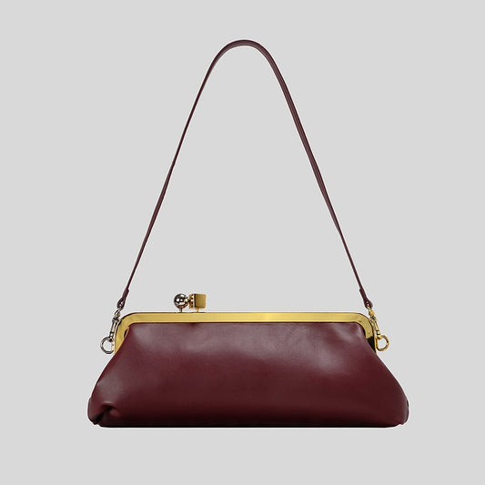 Fashion Long Clutch Bag for Women Luxury Designer Kiss Lock Women Shoulder Bags Elegant Party Purses Trend Underarm Bag 2025