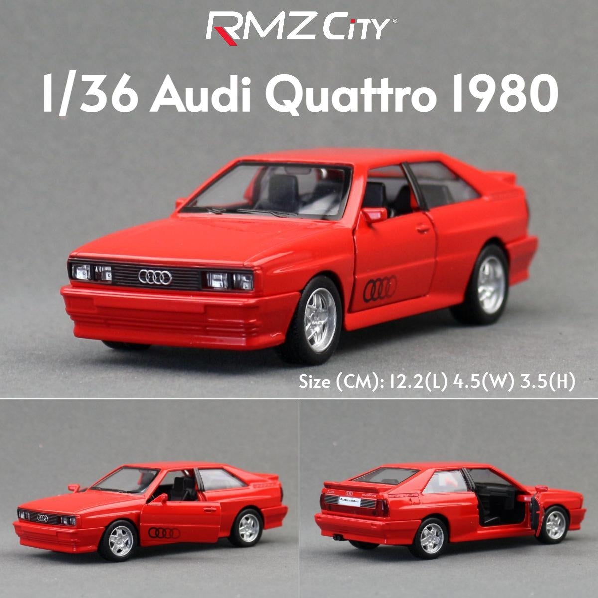 RMZ CiTY 1:36 Audi Quattro Carro Esportivo Clássico de Brinquedo Modelo de Metal Fundido Veículo de Corrida em Miniatura Coleção de Puxar para Trás Presente Para Crianças
