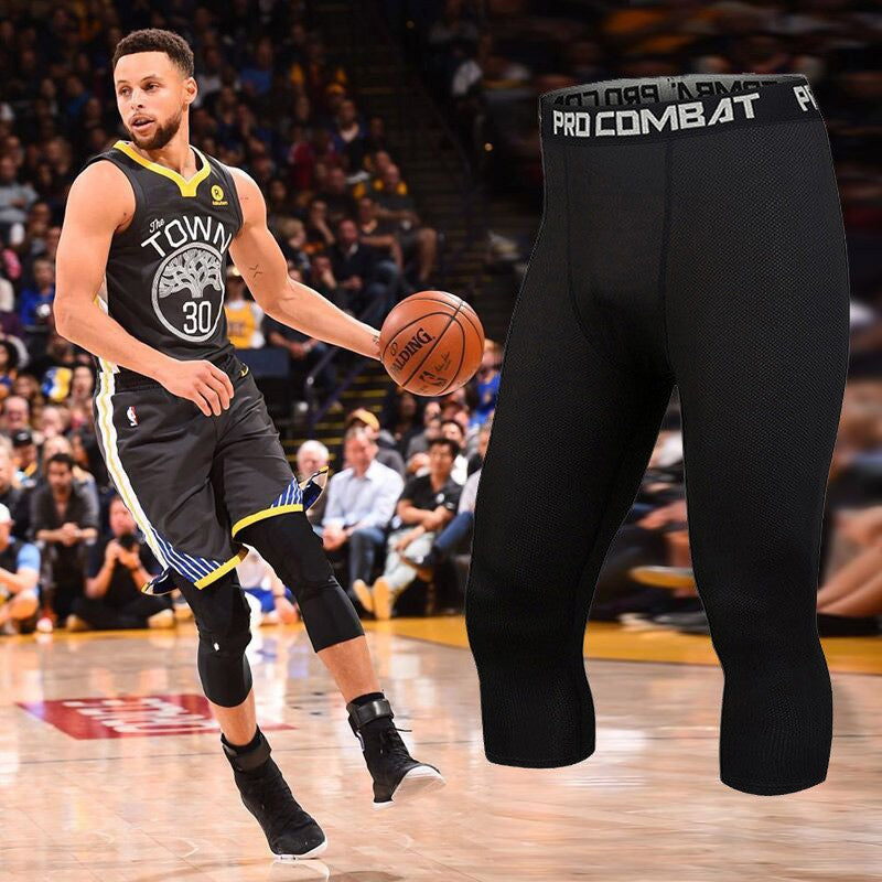 Basketball 7-point Tights Men's Sports Fitness Five-point White Training Pants Compressed High Elastic Quick-drying Leggings