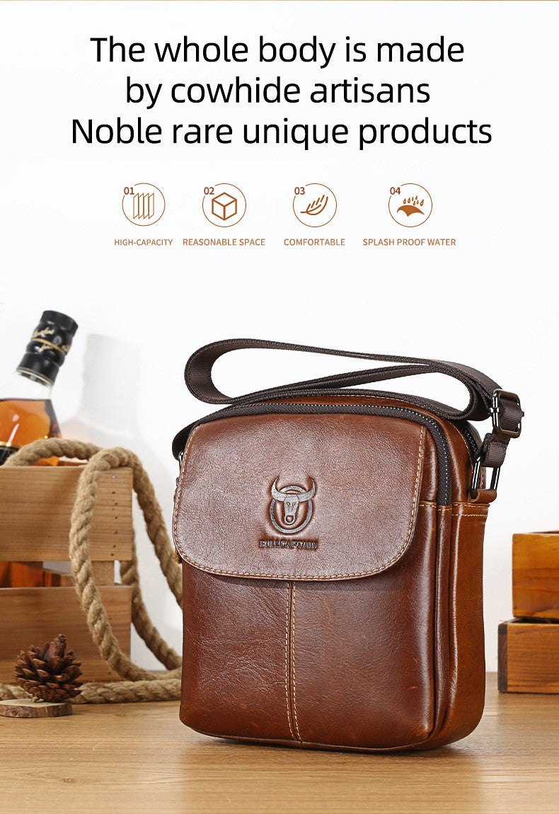 BULLCAPTAIN Leather Men's Messenger Bag Business Shoulder Bags Suitable For 7.9 Inch Ipad Mini High Quality Male Crossbody Bages