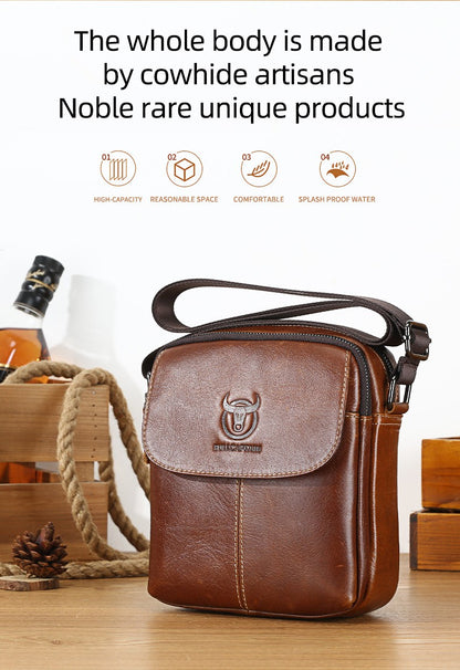 BULLCAPTAIN Leather Men's Messenger Bag Business Shoulder Bags Suitable For 7.9 Inch Ipad Mini High Quality Male Crossbody Bages