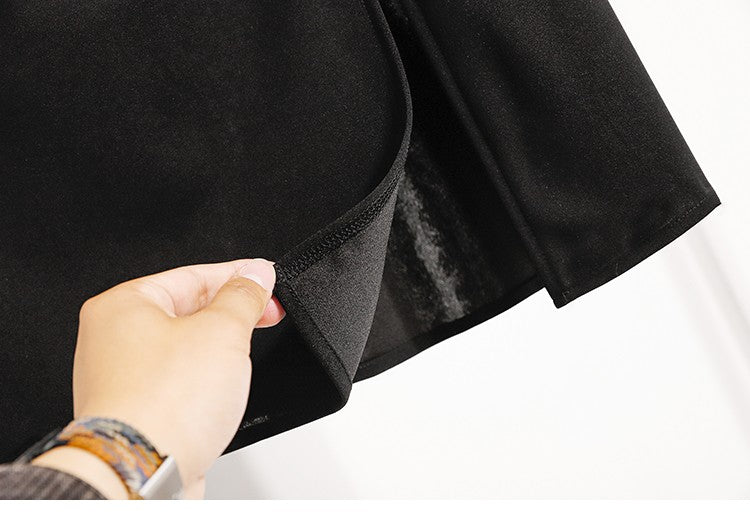 2025 Plus Size Elegant Asymmetrical Slit Skirts Autumn Winter Mid-Length A-Line Skirt Women's High Waist Oversized Suit Skirts