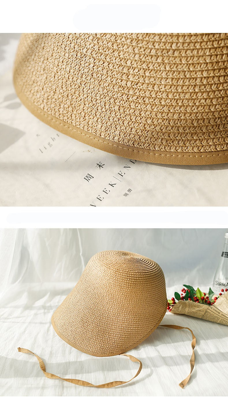 Chapéus de Sol de Festa Femininos FS Fashion Straw Regency Bonnets Hats para Mulheres Chapéu de Praia com Laço e Aba Grande Chapéu Cloche Fedora Chapeau Femme
