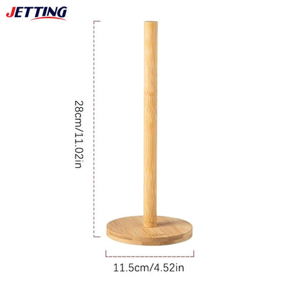 Kitchen Wooden Roll Paper Towel Holder Bathroom Tissue Vertical Stand Disposable Paper Pot Kitchen Toilet Storage Accessories