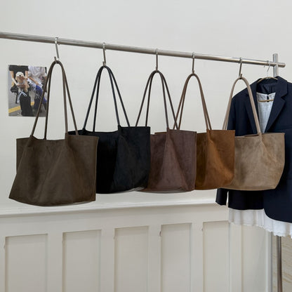LEFTSIDE Women Faux Suede Shoulder Bag 2025 Winter Retro Soft Tote Bag Luxury Designer Trend Female High Capacity Handbags