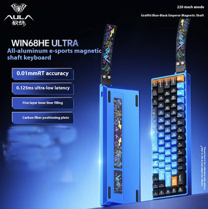 Teclados Win60 Win68 Aula com Teclas Magnéticas 8K, Teclado Mecânico para Jogos, Teclado com Fio para Esports com Luz RGB e Hot-Swap para PC Gamer (Presente)