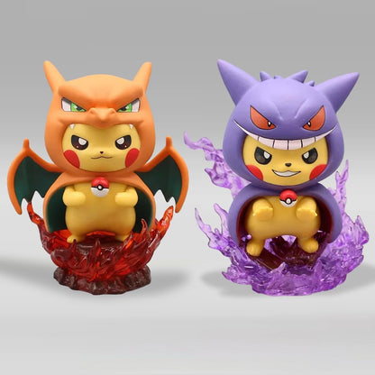 Boneco de 12cm Pokémon Pikachu Cos Gengar Charizard Modelo Colecionável Brinquedos Presentes Desenho Animado Estatueta Kawaii Figuras de Anime