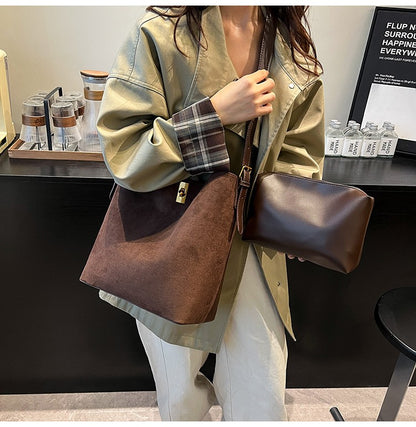 Shoulder Bags Bucket Bag Retro Suede Fur Women Tote Bag New Style Versatile Shoulder & Crossbody Bag 2025