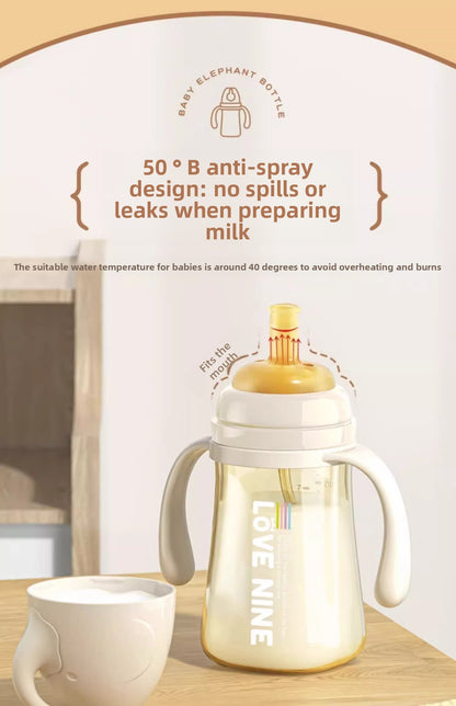 300ML PPSUTemperature-Sensitive Anti-Flatulence Feeding Bottle Baby Straw Cup Drop-Resistant Direct Drink No-Spill Cup1-3Weaning