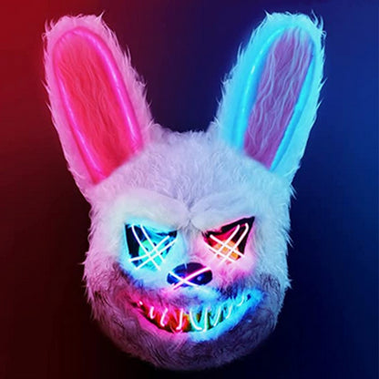 Hot Bloody Rabbit Bear Luminous LED Mask Halloween Horror Bunny Mask Carnival Party Props Cosplay Dress Up Headgear