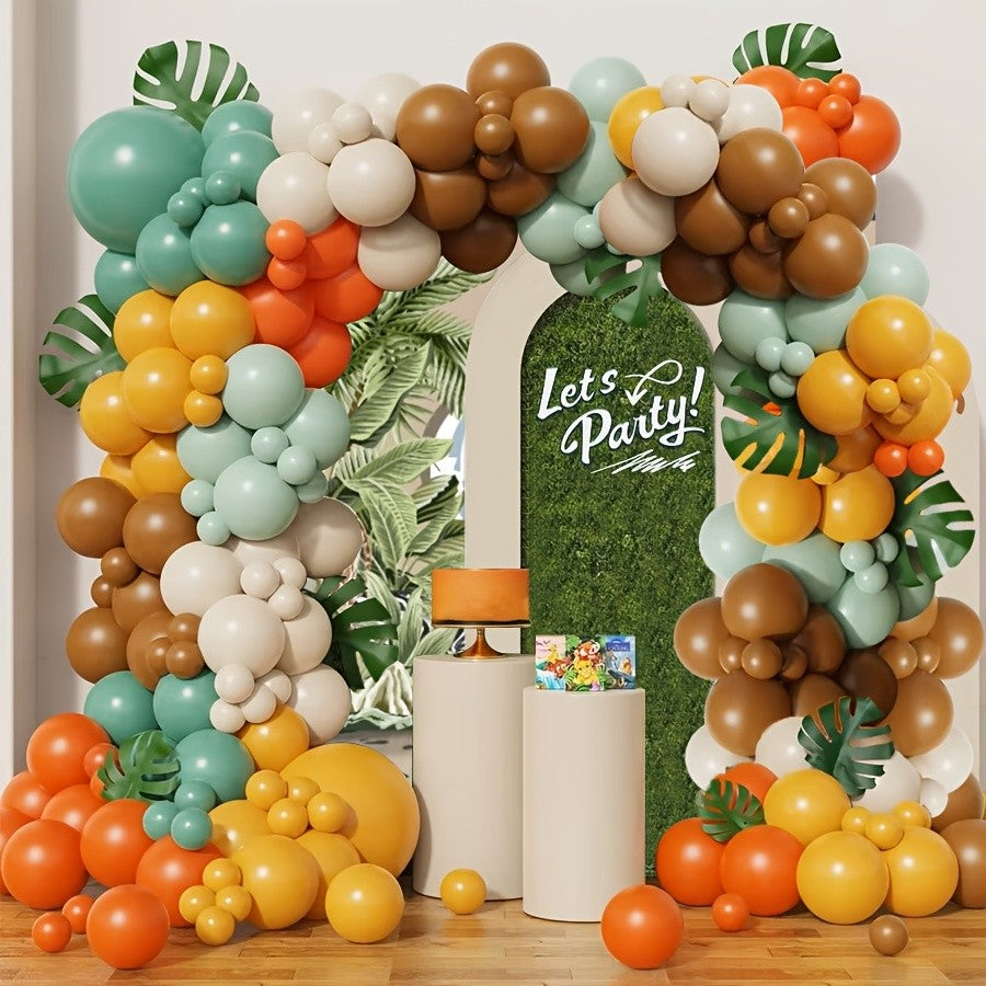 128Pcs Forest Balloon Garland Arch Kit Brown Orange Sage Green Latxe Balloons for Jungle Baby Shower Birthday Party Decor Gifts