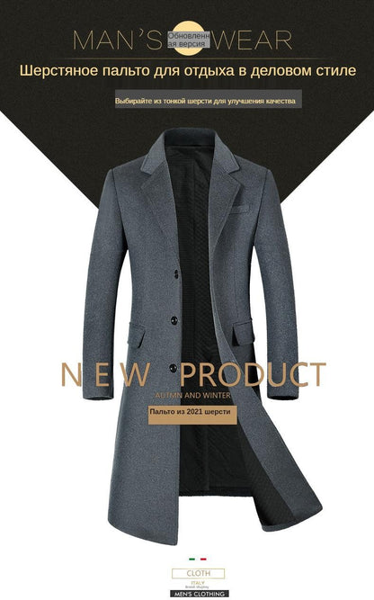 Coats for Men,Wool content 54%,A Long Jacket Below The Knee,Men's Overcoat,Men's Coat Windbreaker,Men Coats, Long Overcoat Men
