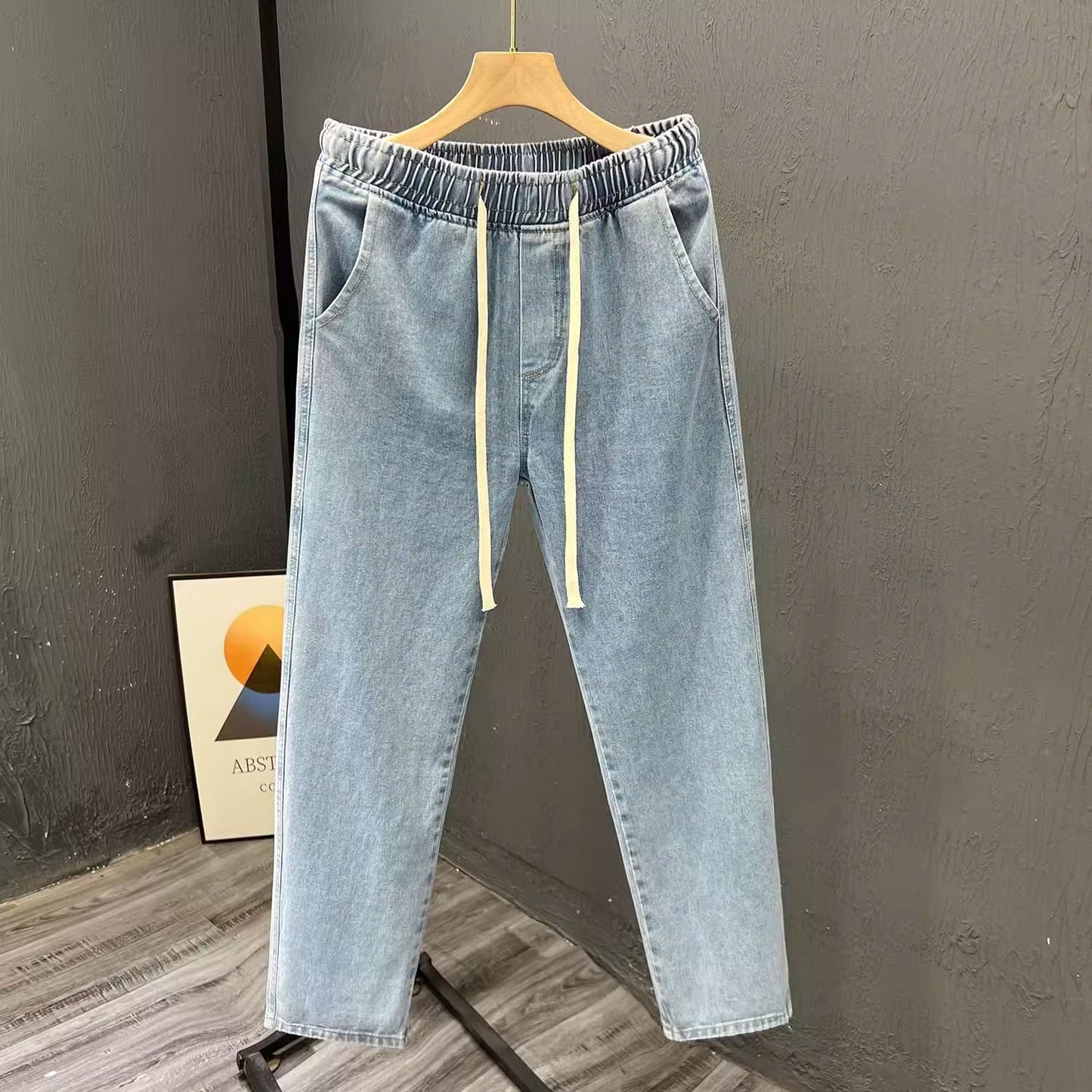 Men's Casual Loose Straight Leg Jeans Thin Wear Resistant Spring Autumn Vintage Workwear Trousers Comfortable Denim Pants