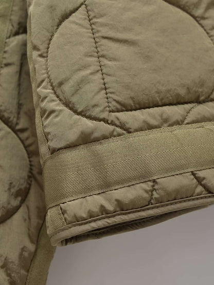 European and American style winter new style stand collar loose drawstring zipper cotton jacket for women