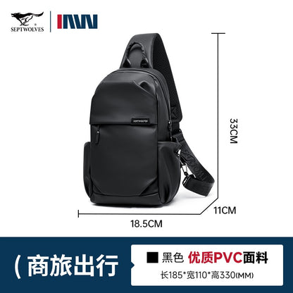 Septwolves Business Thin Printed Leather Crossbody Sling Bag Man Fashion Casual Travel Monogram Print Fabric iPad Shoulder Bag