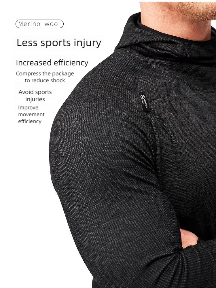 Outdoor men's and women's ski base set Merino wool thermal underwear multi-functional compression clothes running training cloth
