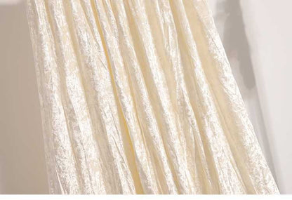 Plus Size Plus Size Women's Velvet Pleated A- Line Midi Skirt Autumn Winter Slimming Half-length Versatile Fashionable Commut...