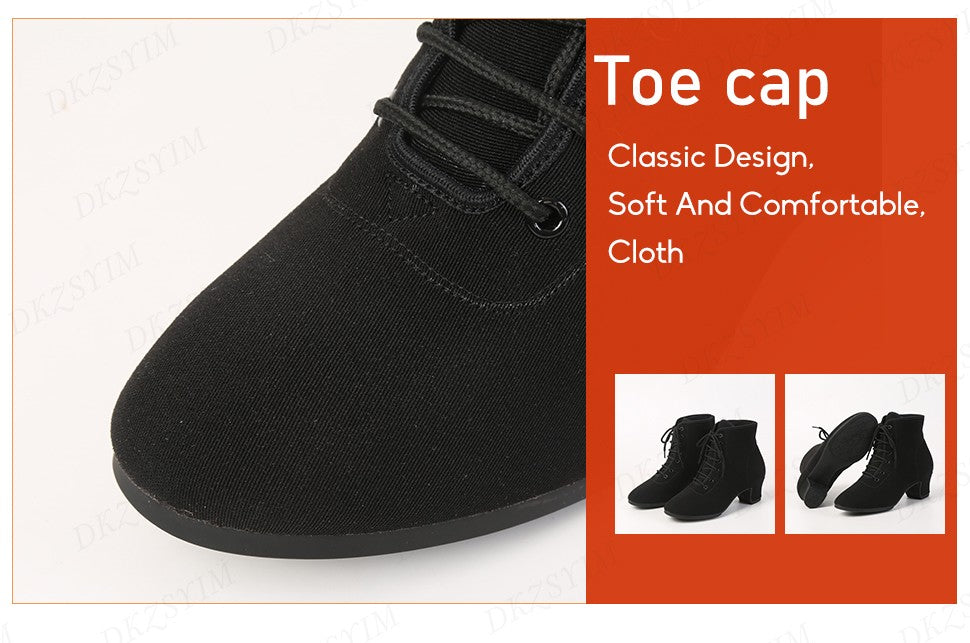 DKZSYIM New Women Ballroom Latin Dance Shoes Jazz Modern Dance Shoes Lace Up Dancing Boots Red Black Sports Dancing Sneakers